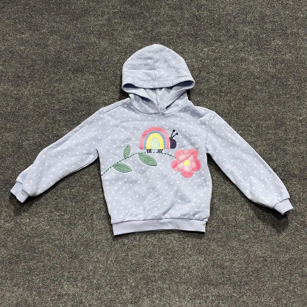 Kids Headquarters Hoodie Girls 6 Purple Polka Dot Rainbow Flower Pullover Fleece